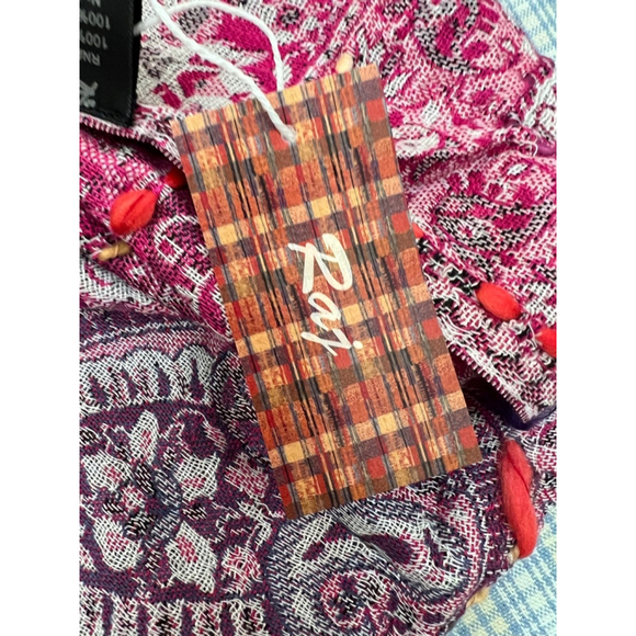 Anthropologie Raj Women's Scarf One Size Pink Teal - Picture 4 of 5